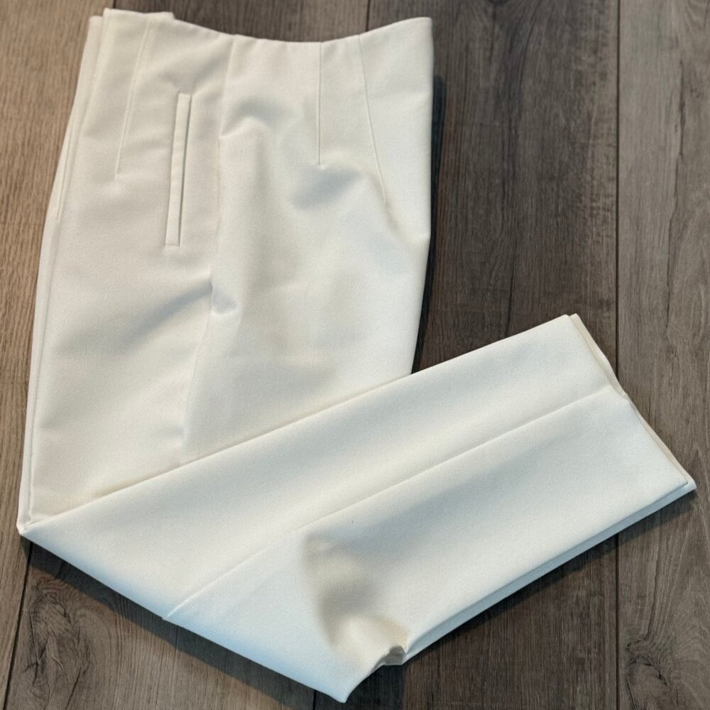 Zara High-Waisted Tailored Pants White Size L